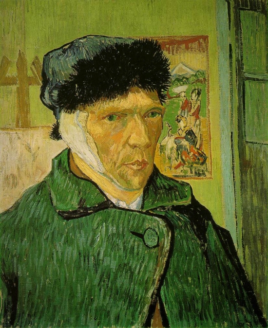 van-gogh, self -portrait with a bandaged ear, 1889, oil on canvas, The Courtauld Gallery, London