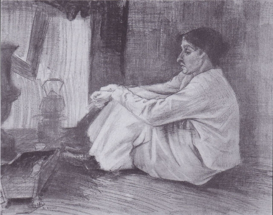 Woman (Sien) seated near the stove, 1882